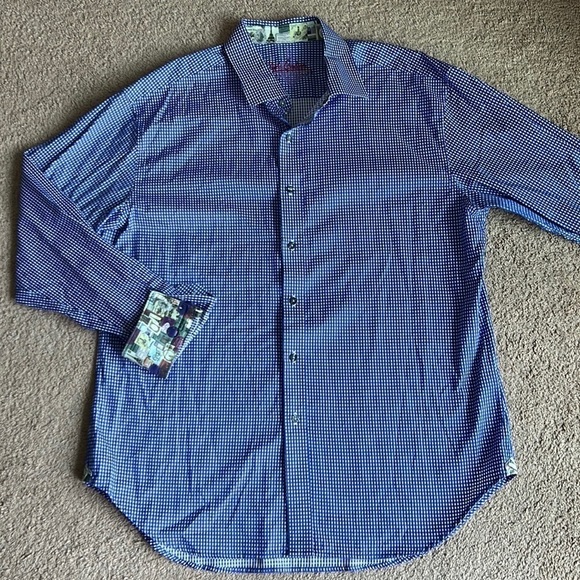 Robert Graham Blue White Check Paris French Button Down Shirt - Picture 1 of 9